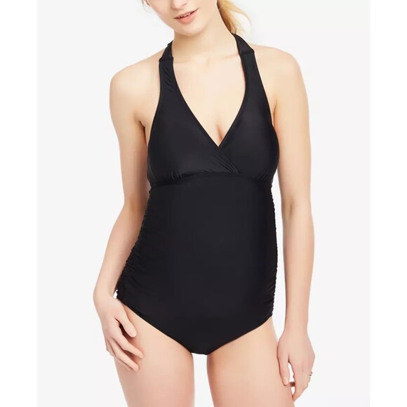 Beach Bump Black Maternity Swimsuit One Piece Motherhood Medium UPF 50+ - Picture 1 of 11